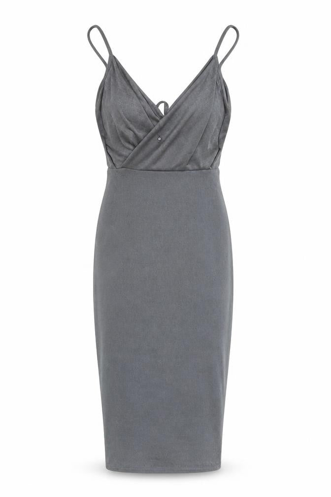 Missguided Womens Grey Polyester Slip Dress Size 4 V-Neck Pullover