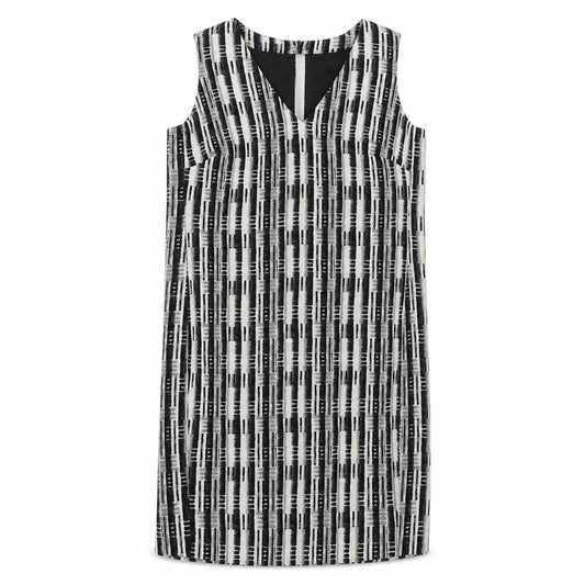 NEXT Womens Black Geometric Polyester Shift Size 12 V-Neck Zip
