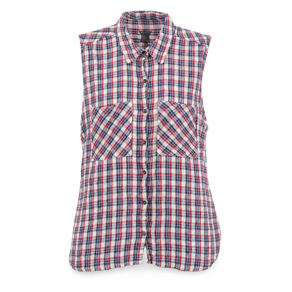 FOREVER 21 Womens Multicoloured Plaid 100% Cotton Basic Button-Up Size L Collared