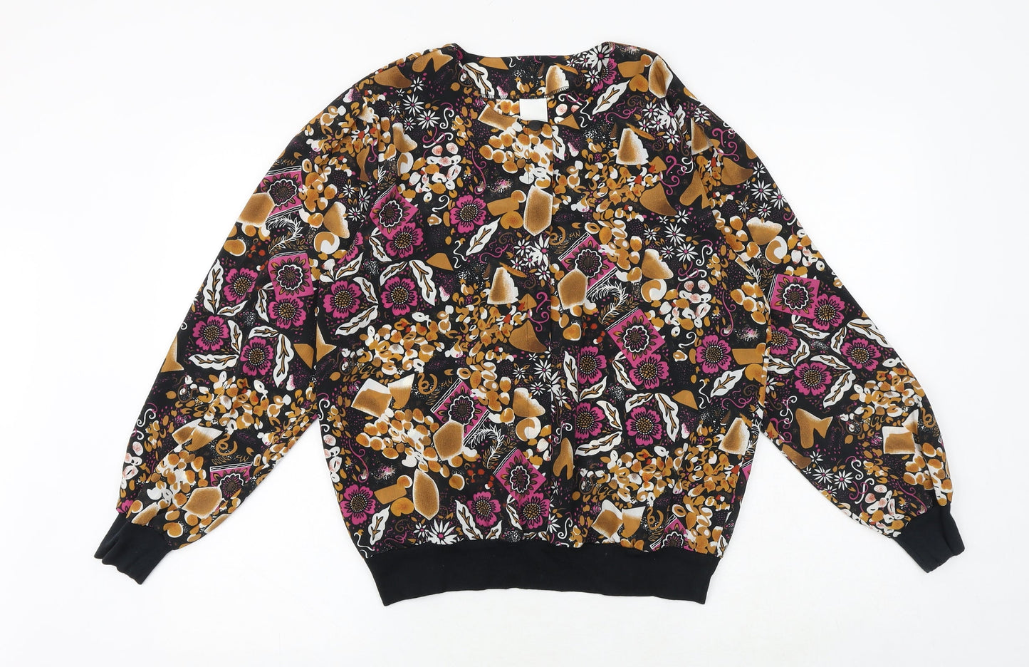 Canada Womens Multicoloured Floral Polyester Basic Button-Up Size 16 Round Neck