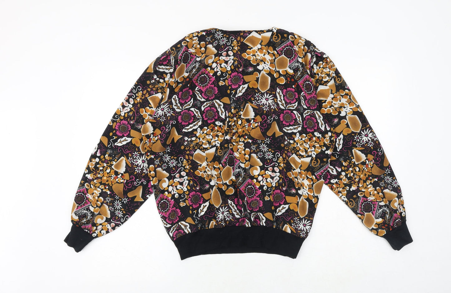 Canada Womens Multicoloured Floral Polyester Basic Button-Up Size 16 Round Neck