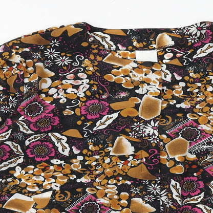 Close-up detail of Canada women’s multicoloured floral polyester basic button-up, size UK 16, round neck
