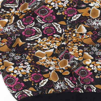 Brand and care label for Canada women’s multicoloured floral polyester basic button-up, size UK 16, round neck