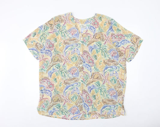 Debenhams Womens Multicoloured Geometric Polyester Basic Button-Up Size 16 V-Neck