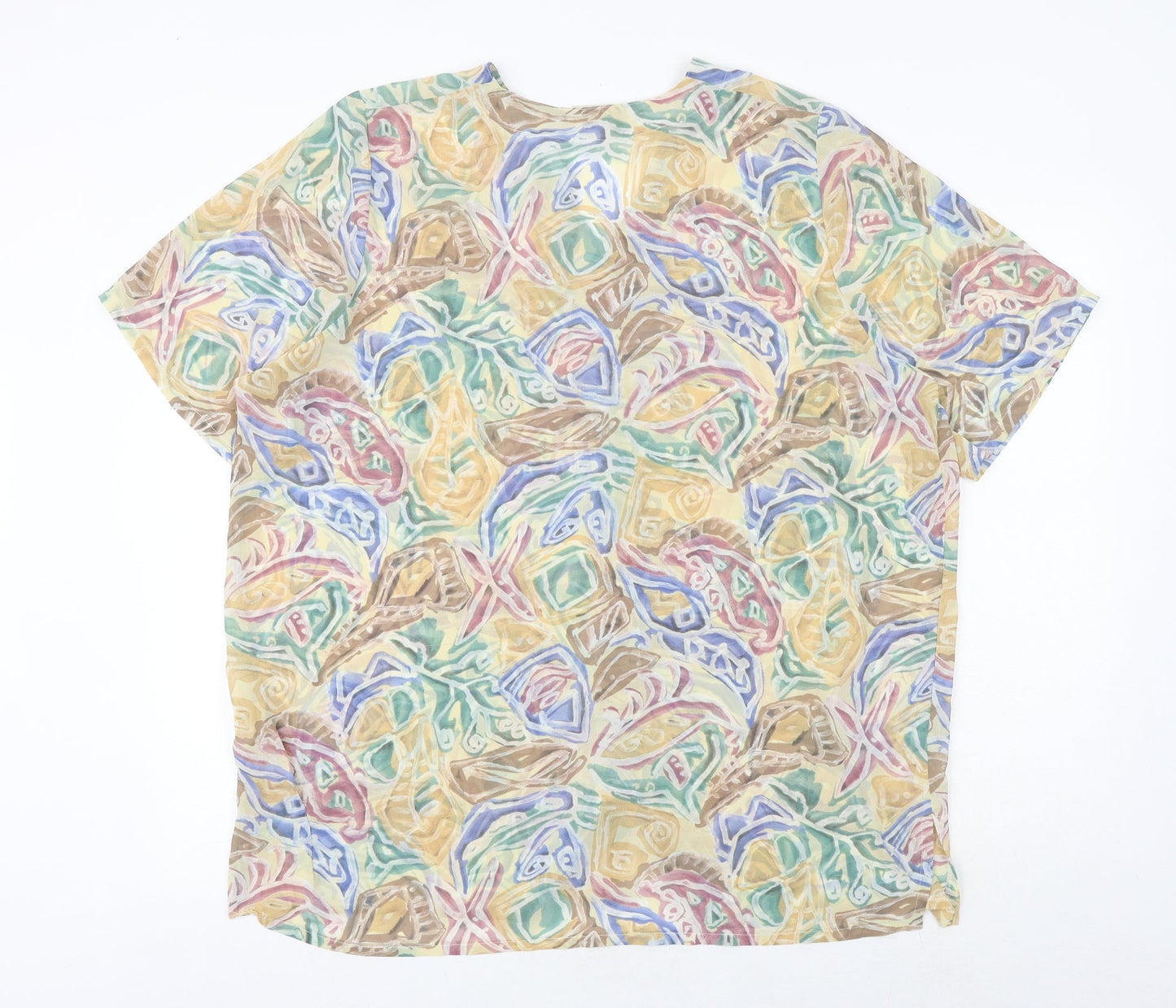 Debenhams Womens Multicoloured Geometric Polyester Basic Button-Up Size 16 V-Neck