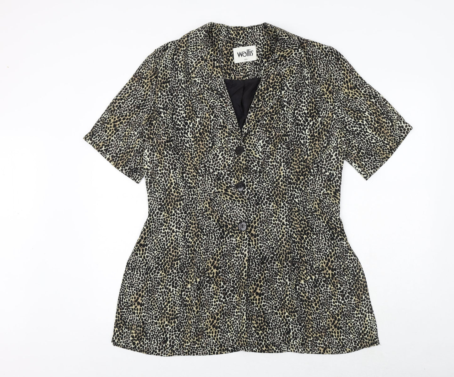 Wallis Womens Brown Animal Print Polyester Basic Button-Up Size 16 Collared - Cheetah Pattern