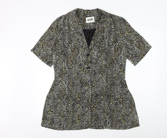Wallis Womens Brown Animal Print Polyester Basic Button-Up Size 16 Collared - Cheetah Pattern