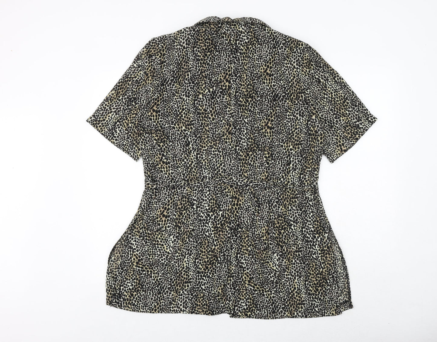 Wallis Womens Brown Animal Print Polyester Basic Button-Up Size 16 Collared - Cheetah Pattern