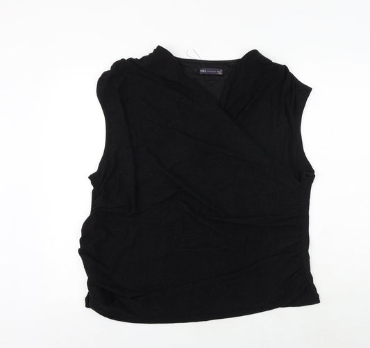 Marks and Spencer Womens Black Polyamide Basic Tank Size 24 V-Neck