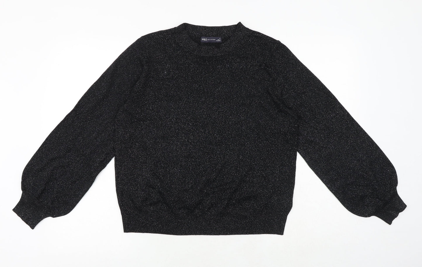 Marks and Spencer Womens Black Round Neck Viscose Pullover Jumper Size M