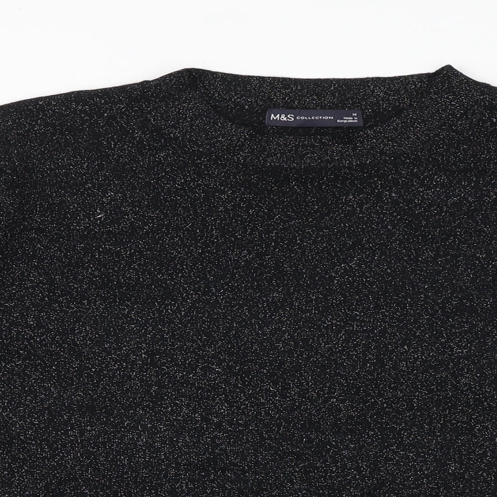 Marks and Spencer Womens Black Round Neck Viscose Pullover Jumper Size M