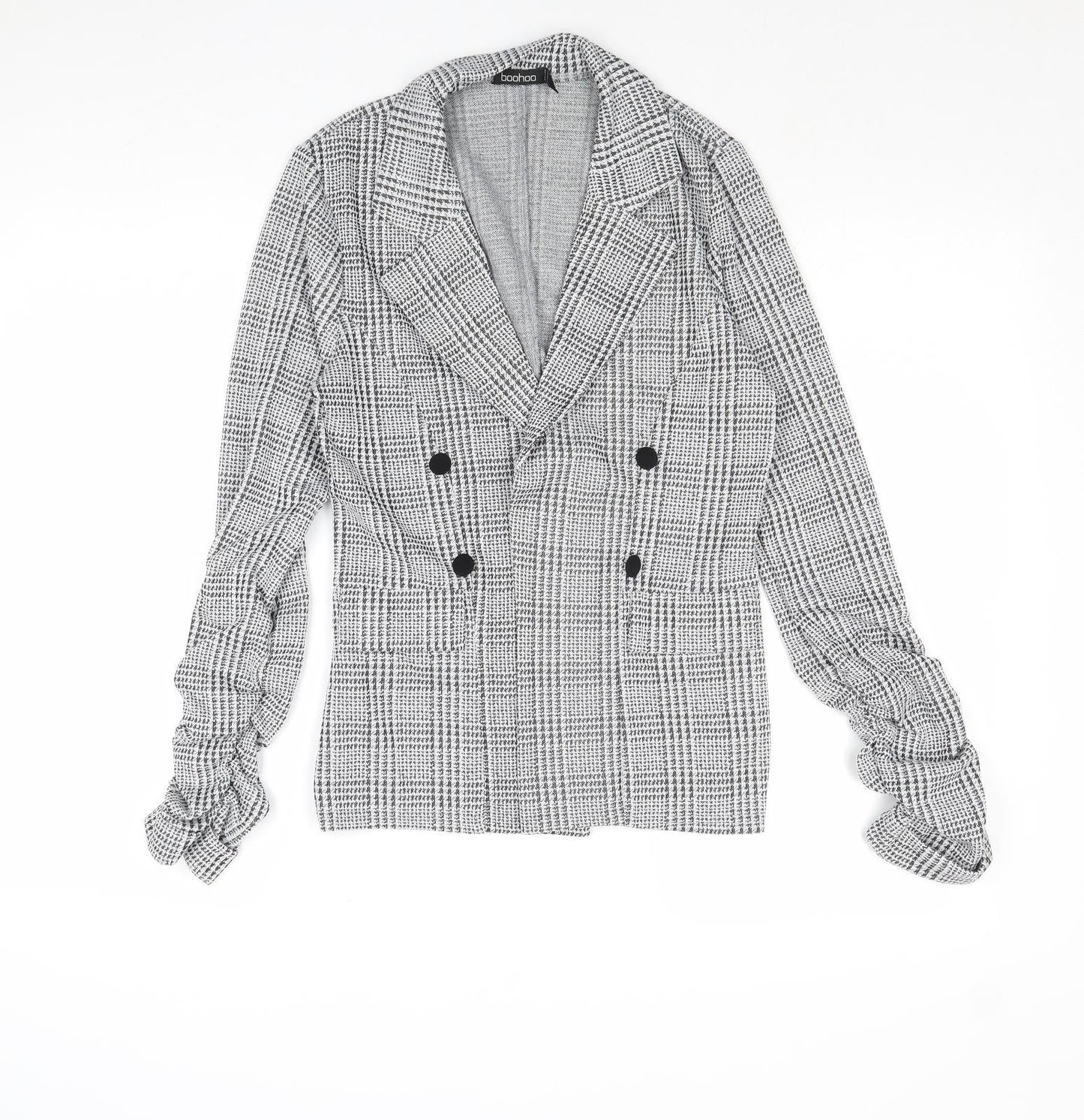 Boohoo Womens Grey Geometric Jacket Blazer Size 10