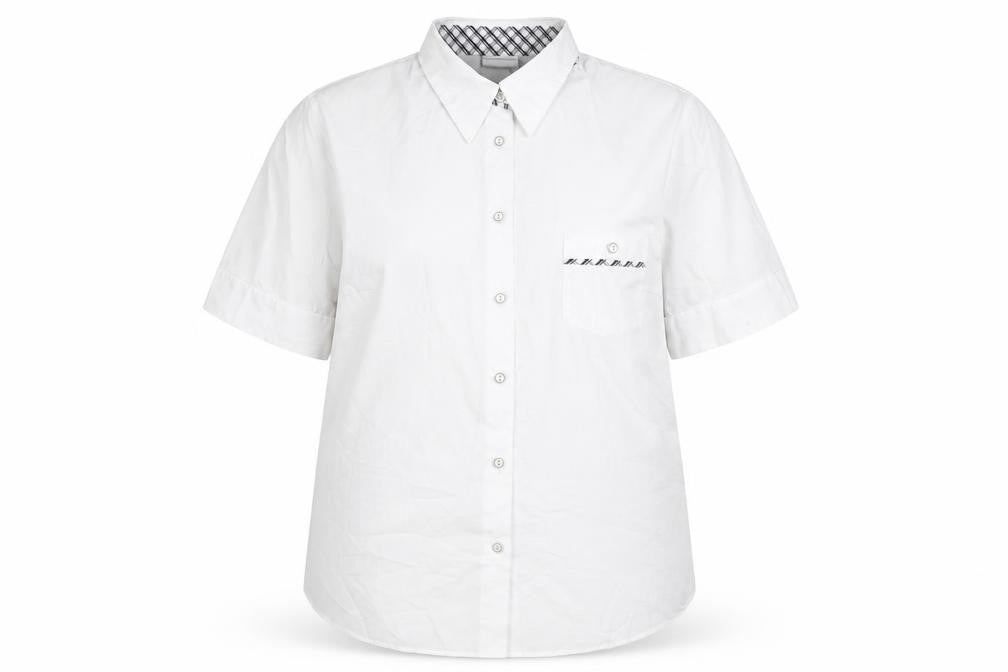 Delmond Womens White Polyester Basic Button-Up Size 16 Collared