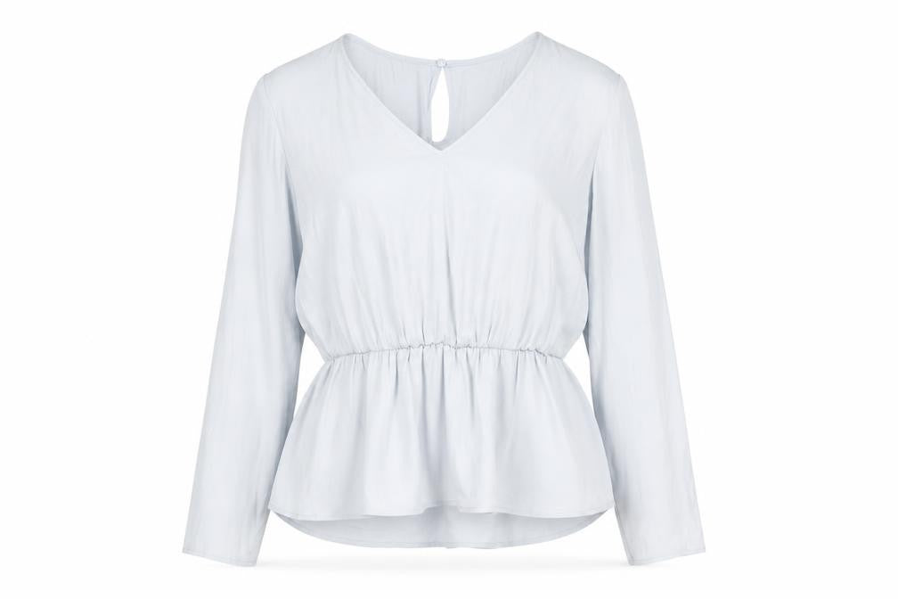 Marks & Spencer Womens Grey Polyester Basic Blouse Size 10 V-Neck