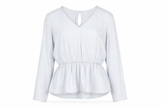 Marks and Spencer Womens Grey Polyester Basic Blouse Size 10 V-Neck