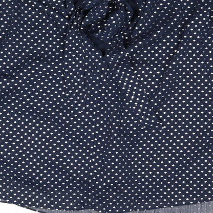 Marks & Spencer Womens Blue Polka Dot Polyester Basic Blouse Size 14 V-Neck