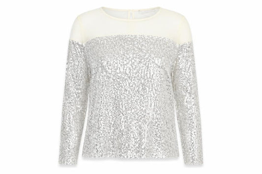 Zara Womens Silver Polyester Basic Blouse Size S Round Neck