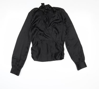 Additional front view of I SAW IT FIRST women’s black polyester basic blouse, size UK 8, v-neck