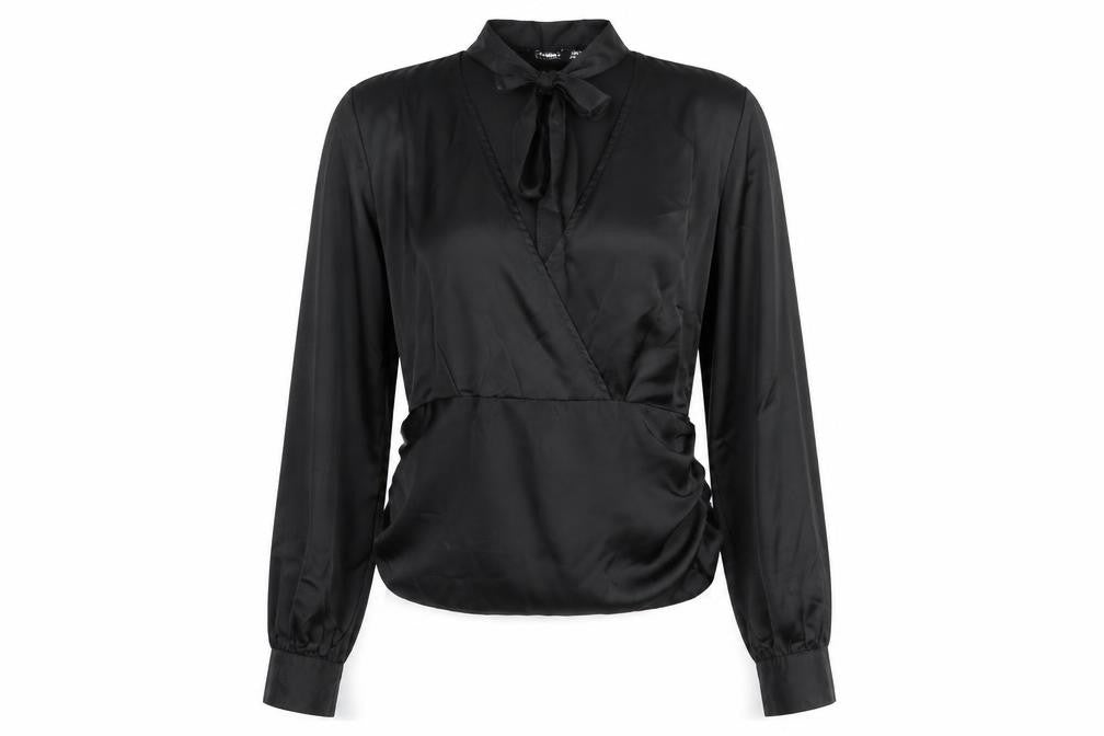 I SAW IT FIRST Womens Black Polyester Basic Blouse Size 8 V-Neck