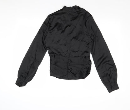 Back view of I SAW IT FIRST women’s black polyester basic blouse, size UK 8, v-neck