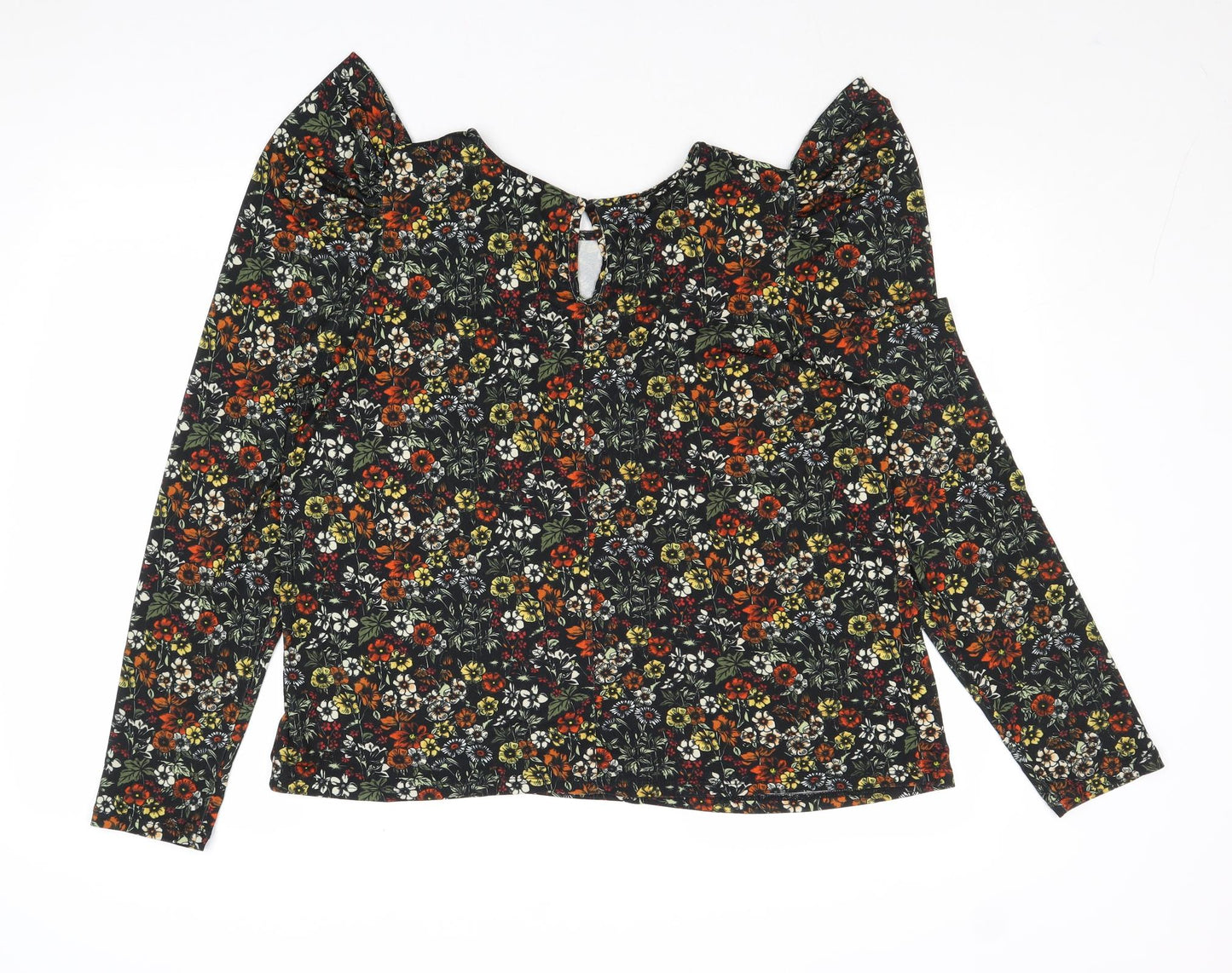 Warehouse Womens Multicoloured Floral Polyester Basic T-Shirt Size 14 Round Neck