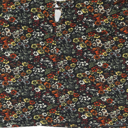 Warehouse Womens Multicoloured Floral Polyester Basic T-Shirt Size 14 Round Neck