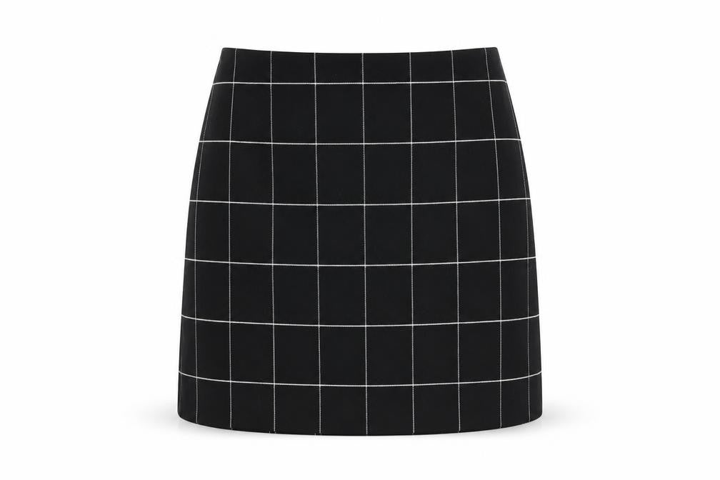 H&M Womens Black Geometric Polyester A-Line Skirt Size 8 Zip