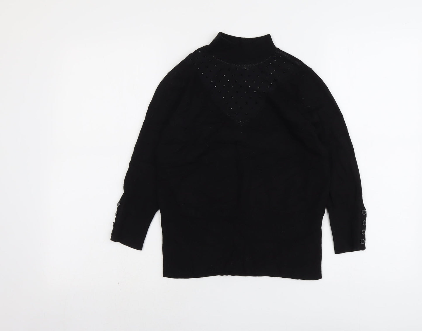 Star Womens Black High Neck Viscose Pullover Jumper Size 12