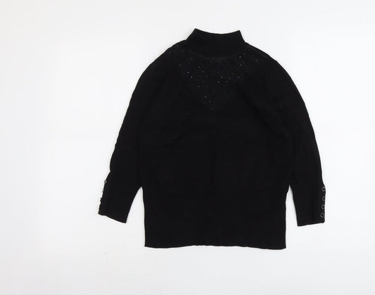 Star Womens Black High Neck Viscose Pullover Jumper Size 12