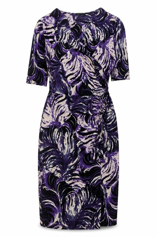 Autograph Womens Purple Geometric Polyester Shift Size 10 V-Neck Pullover