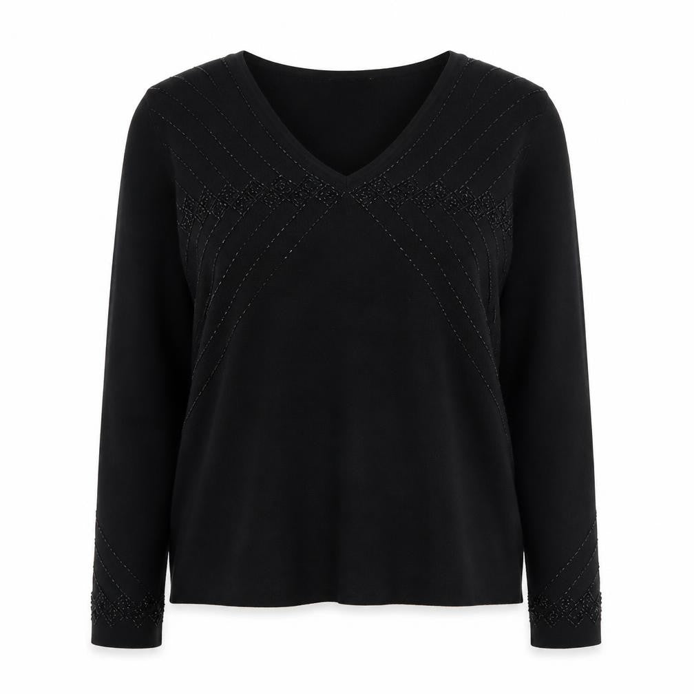Liz Claiborne Womens Black Round Neck Viscose Pullover Jumper Size M