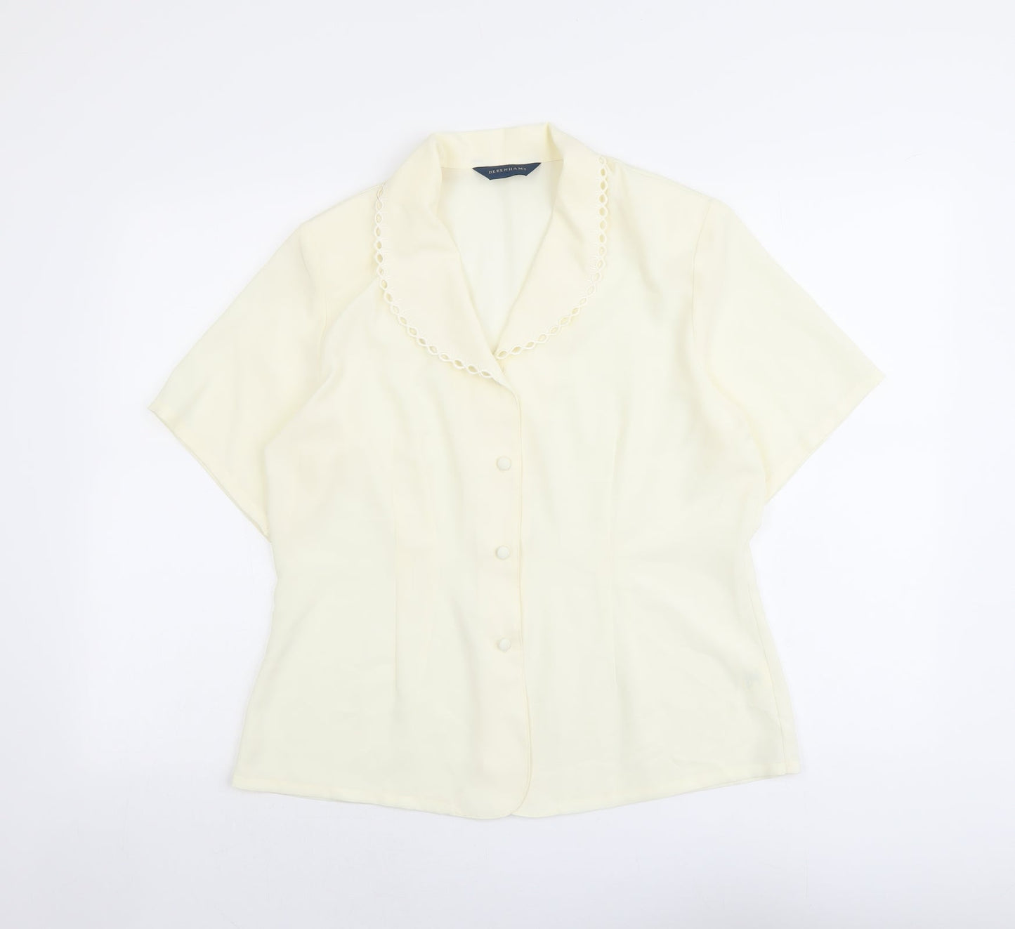 Debenhams Womens Ivory Polyester Basic Button-Up Size 16 Collared