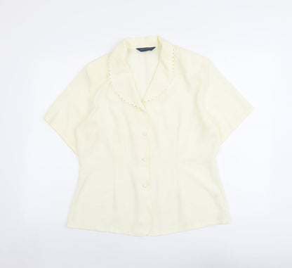 Debenhams Womens Ivory Polyester Basic Button-Up Size 16 Collared