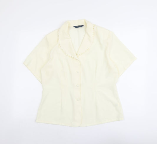 Debenhams Womens Ivory Polyester Basic Button-Up Size 16 Collared