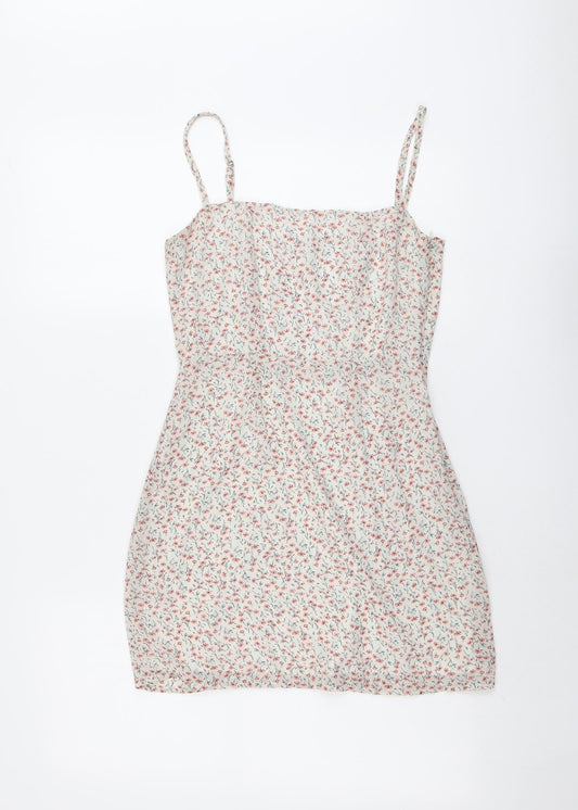 Nasty Gal Womens Multicoloured Floral Polyester Slip Dress Size 4 Square Neck Zip
