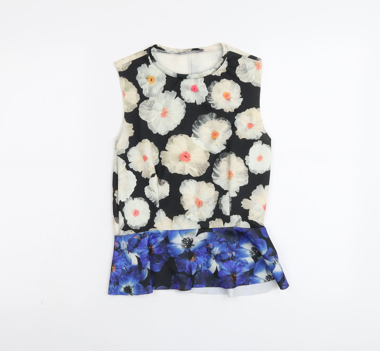 Zara Womens Multicoloured Floral Polyester Basic Tank Size S Round Neck - Peplum