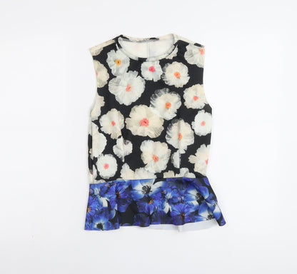Zara Womens Multicoloured Floral Polyester Basic Tank Size S Round Neck - Peplum
