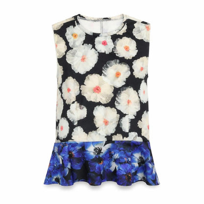 Zara Womens Multicoloured Floral Polyester Basic Tank Size S Round Neck - Peplum