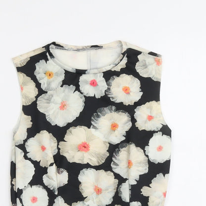 Zara Womens Multicoloured Floral Polyester Basic Tank Size S Round Neck - Peplum