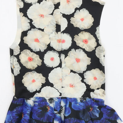 Zara Womens Multicoloured Floral Polyester Basic Tank Size S Round Neck - Peplum
