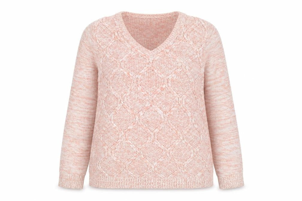 M&Co Womens Pink V-Neck Cotton Pullover Jumper Size 12