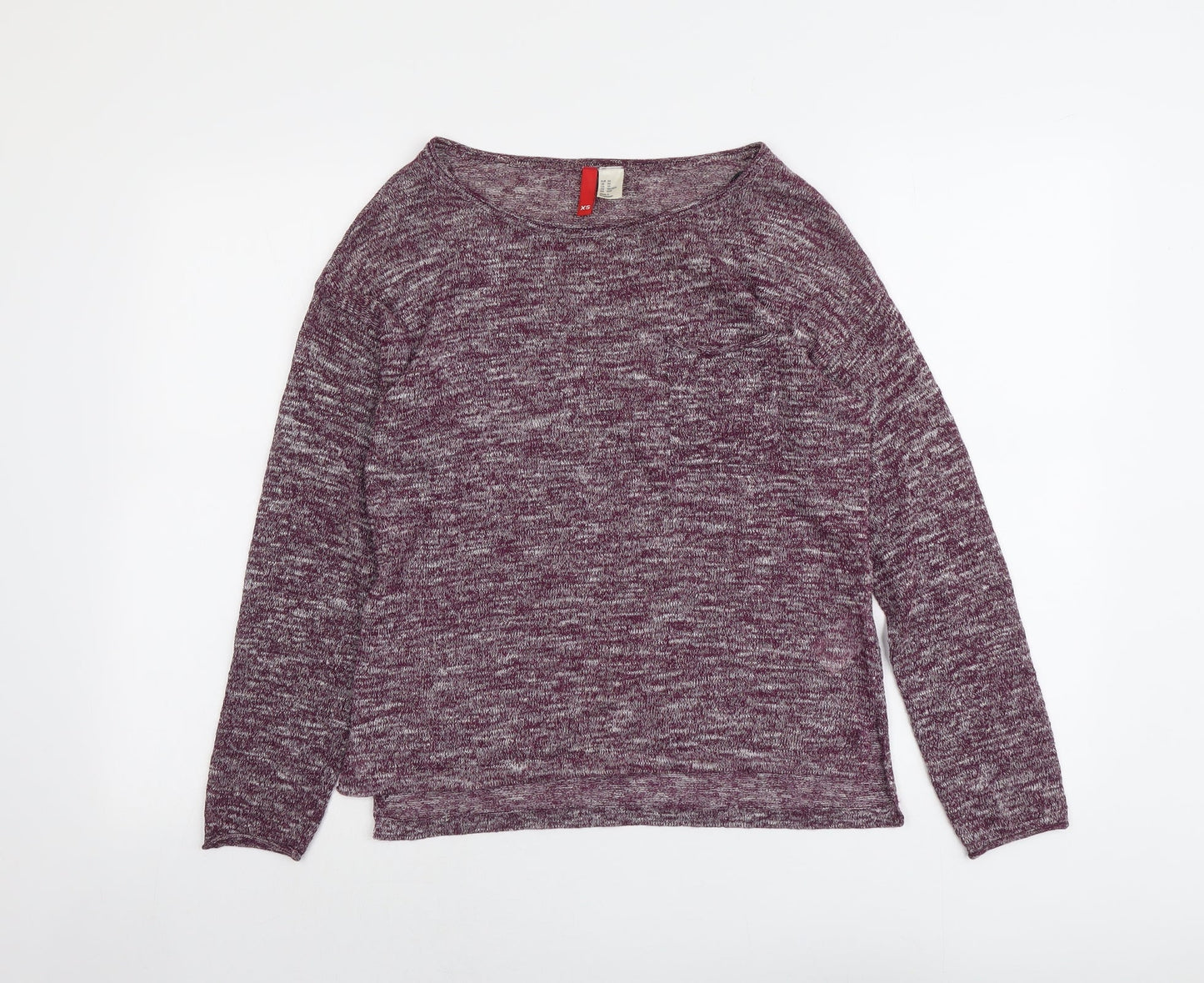 H&M Womens Purple Boat Neck Polyester Pullover Jumper Size XS