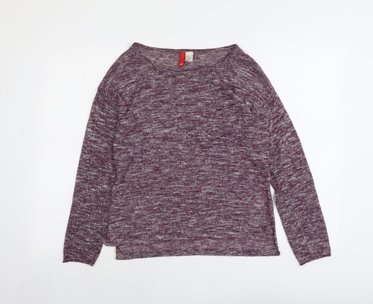H&M Womens Purple Boat Neck Polyester Pullover Jumper Size XS