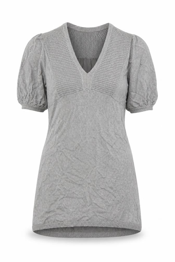 New Look Womens Silver V-Neck Viscose Pullover Jumper Size 12