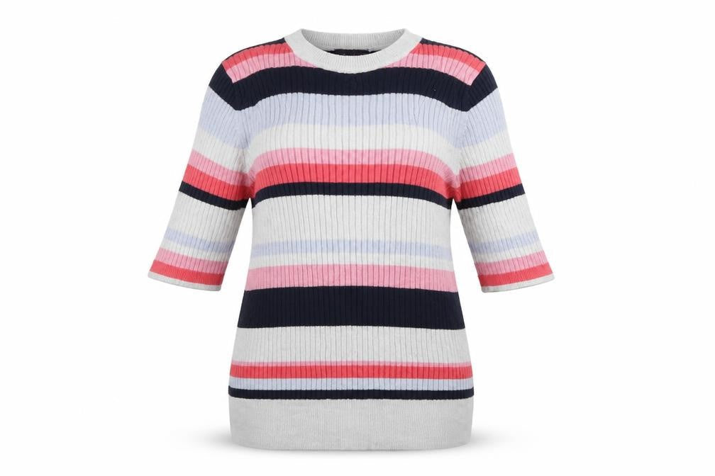 Marks & Spencer Womens Multicoloured Round Neck Striped Viscose Pullover Jumper Size 10