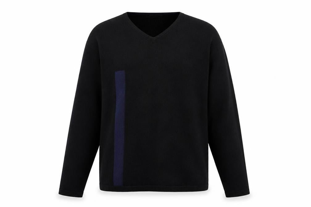 River Island Mens Black V-Neck Wool Pullover Jumper Size M Long Sleeve