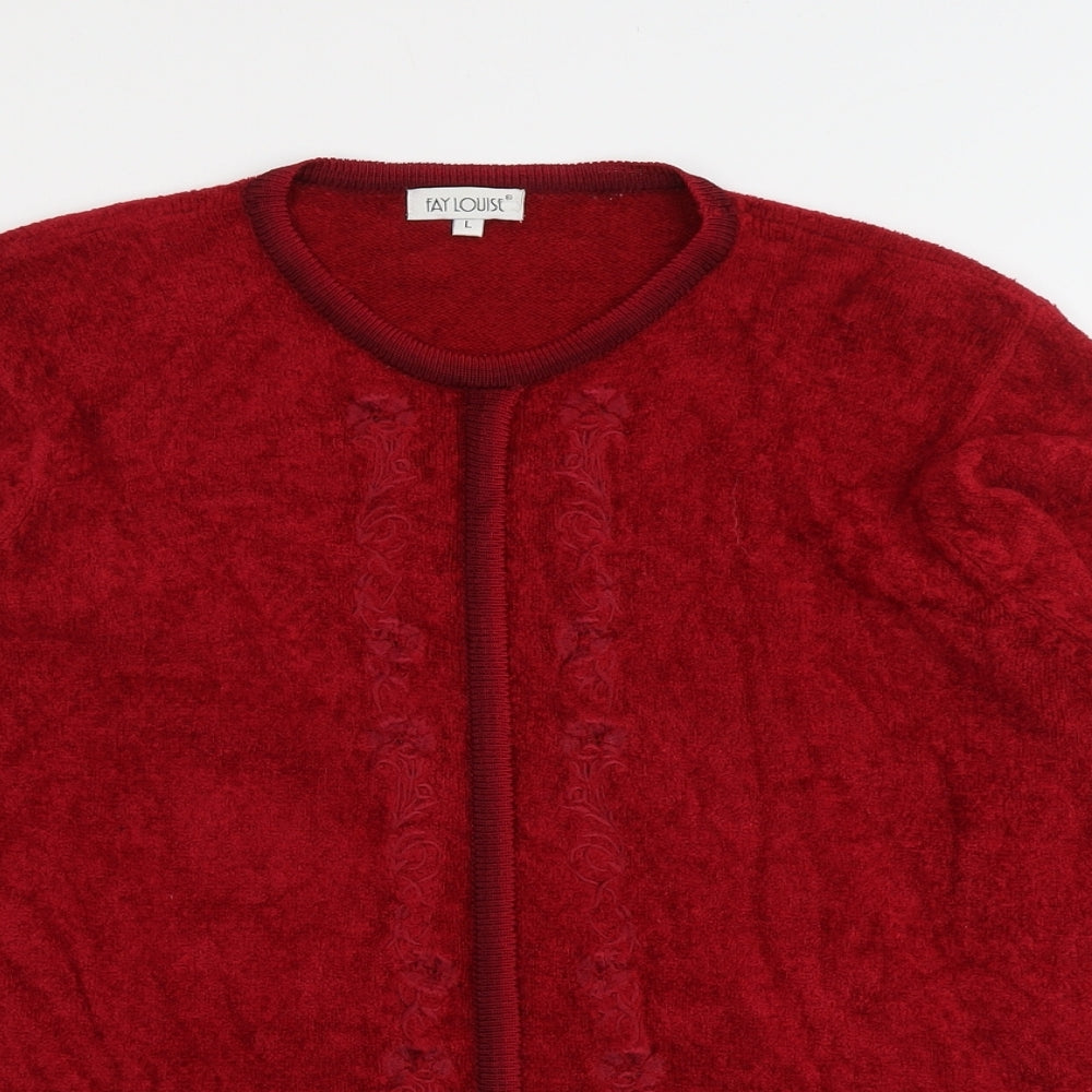 Fay Louise Womens Red Round Neck Viscose Pullover Jumper Size L