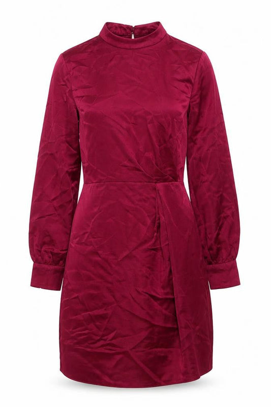 Mango Womens Red Polyester Sheath Size S Mock Neck Zip