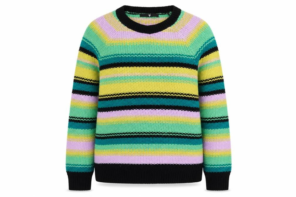 Very Womens Multicoloured Round Neck Striped Acrylic Pullover Jumper Size 12