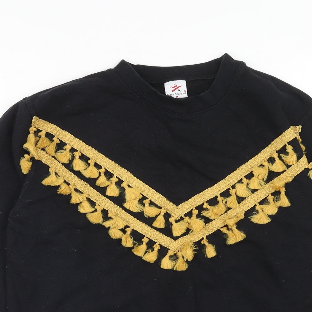 Stars & Stripes Womens Black Cotton Pullover Sweatshirt Size M Pullover